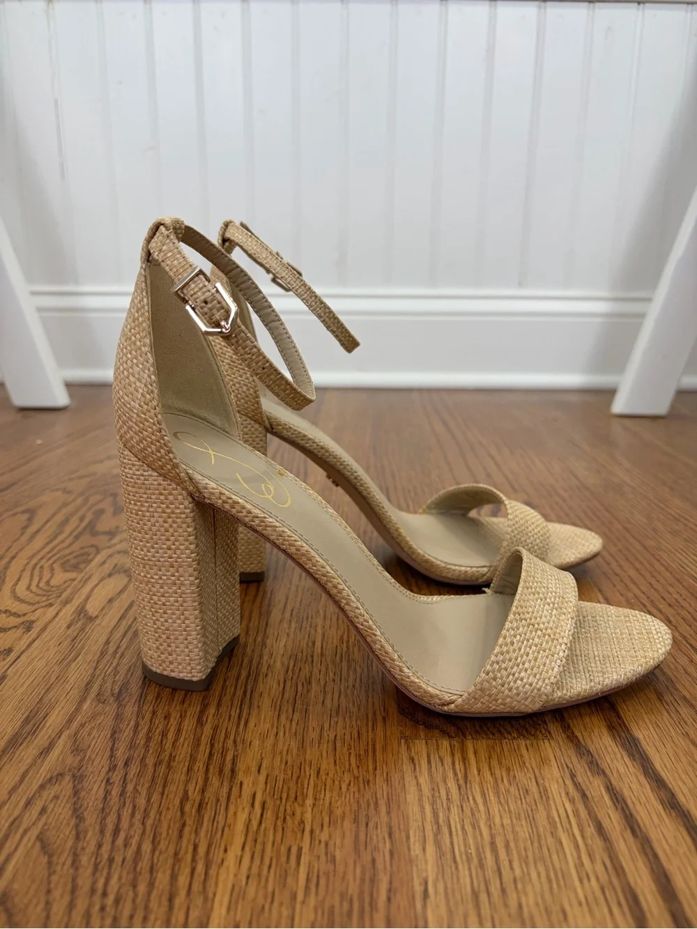 Sam Edelman Yaro Block Heel Sandal in Natural Raffia (9.5)